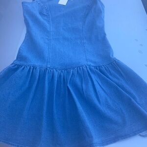 New thirty thirty denium zip up dress pleated pleat western cowboy dress teen